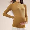 Tamanho plus size 200 Camiseta Básica para Gestantes Primavera e Outono Gola Alta Meio Manga Longa Moda Feminina Top para Gestantes