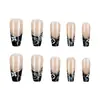 Unhas Postiças Kitty Glitter Estilo Francês Extra Longas Ballet, Unhas Postiças Desenho Animado Doces e Descoladas, Kit Versátil com 24 Peças para Nail Art Atacado
