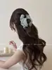 Presilha de Cabelo Vintage de Nuvem Plissada Preguiçosa com Bolinhas para Rabo de Cavalo Alto, Grampo Feminino para Coque na Parte de Trás da Cabeça, Acessório de Cabelo Tipo Pinça Tubarão
