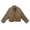 Chaqueta de Cuero PU para Mujer COMOS CMS 2026 Otoño, Corte Holgado, Hombros Caídos, Cuello Alto 260013