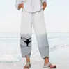 2026 Novo Modelo Temu Amazon Site Independente Transfronteiriço Estampa Digital 3D Calça Cropped Casual para Mulheres Elasticidade nas Quatro Direções Verão