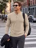 Ropa para hombre de alta resistencia europea y americana, camisa Henry, sudadera casual holgada de manga larga con textura elástica vintage, talla grande