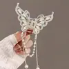 Pasador de Metal Mariposa Transfronterizo, Colgante de Borla para Cabello a Medio Recoger Femenino y de Alta Gama 2024 Clip para la Parte Posterior de la Cabeza del Festival de los Faroles