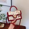 2024 Nova Cereja Fofa Impressa Crossbody Bolsa Torção Portátil Pequena Quadrada Bolsa Contraste Fresco Design de Cor Bolsa Feminina