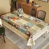 Toalha de mesa estilo americano, impermeável, à prova de óleo, lavável, novo modelo 2025, elegante, resistente ao calor, toalha de mesa retangular para sala de jantar e toalha para mesa de centro