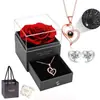 Regalo Navideño para Mamá San Valentín Amazon Transfronterizo Collar de Proyección Pendientes Joyería para Mujer Caja de Regalo Flor Eterna