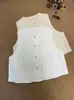 Chal sin mangas abotonado de cuello redondo con diseño de bolsillo grande, práctico y elegante para el uso diario, casual y enérgico.