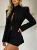 Amazon Europeia e Americana transfronteiriça outono 2026 novo blazer feminino de manga longa liso elegante que afina a cintura