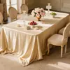 Sensação de Luxo Leve e Alto Padrão Modelo 2026 Champagne Dourado Acetinado Retangular Estilo Europeu Toalha de Mesa para Banquete Nova Toalha de Mesa para Mesa de Sobremesas de Aniversário