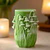 Jiahui Mei Lirio del Valle Vela Aromática Cilíndrica Molde de Silicona DIY Flor en Relieve Vela Decorativa Moldes para Adornos