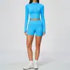 Conjunto de yoga Zechuang, justo ao corpo, secagem rápida, jaqueta esportiva com gola alta, para Pilates, corrida, treino, roupas fitness para mulheres, 5112
