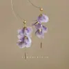 Brincos de Borla de Pétala Roxo Gradiente Romântico Atmosférico Brincos Elegantes de Alta Qualidade Brincos Femininos Estilo Fada para Feriado