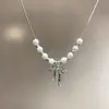 Collar de Verano para Mujer con Lazo Francés y Perlas, Cadena para Clavícula, Lujo Ligero de Alta Gama, Nicho, Accesorios