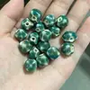 Accesorios de joyería, cuentas de cerámica con forma retro de esmalte floral, cuentas sueltas con borde cuadrado pequeño, material para pulsera DIY con cuentas