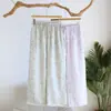 Pantalones de pijama florales de algodón puro para mujer, estilo fino de primavera y otoño, pantalones holgados para casa, pantalones largos de gasa de doble capa, talla grande, se pueden usar afuera