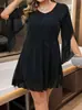 Vestido Social Elegante de Talla Grande para Mujer con Escote en V y Mangas Divididas Ceñido a la Cintura, Primavera y Verano Transfronterizo Europeo y Americano de Amazon 2026