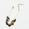 Pulsera Simple de Grano Arcoíris de Turmalina Cadena para la Clavícula Diseño de Nicho para Mujer Turmalina Colorida Simple Fabricante Venta al por Mayor