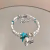 Férias na Praia~Pulseira de Estrela do Mar com Concha Azul Acessórios de Ilha com Contas Pulseira 2025 Nova Pulseira Empilhável