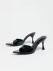 Sapatos de Salto Alto Femininos para Primavera e Verão, Bico Fino, Salto Fino, Mules de Uma Tira, Modernos, Versáteis, Sandálias Elegantes de Salto Alto