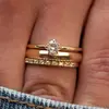 Anillo de Pareja Sanjie Más Vendido Chapado en Oro de 18k Moda Transfronteriza Europea y Americana Anillo de Conjunto de Tres Anillos Incrustado con Circonita