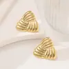 Brincos de Aço Inoxidável, Conjunto de Colar de Luxo Leve de Alta Qualidade, Brincos de Laço, Joias Transfronteiriças, Brincos Dourados de Aço Titânio
