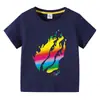 2023 Comercio Exterior Transfronterizo Ropa Infantil Camiseta de Manga Corta de Verano para Niños Camiseta Básica de Dibujos Animados para Niños Top de Manga Corta para Bebé