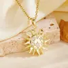 Colar com Pingente Flor Estrela de Oito Pontas de Cobre de Temperamento Elegante para Mulheres Corrente de Aço Inoxidável à Prova d'Água e Cor Duradoura com Galvanoplastia PVD