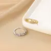 Anel Feminino de Flor de Zircônia Novo da Amazon Anel Geométrico Aberto Moda Anel de Luxo Leve Fabricantes Atacado