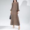 Vestido Elegante de Manga Longa Transfronteiriço Miyake para Mulheres, Novo Estilo de Primavera, Tamanho Plus, Vestido Longo Fluido, Moderno e Elegante
