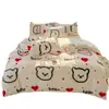 Juego de Ropa de Cama de Algodón con Dibujos de Sábila Fresco y Amigable con la Piel de Cuatro Piezas para Dormitorio de Estudiante Juego de Sábana Individual y Funda de Edredón de Tres Piezas