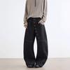 Jeans Jeans Denim Retrô Americano Plus Size com Botões Longos Curvos para Homens e Mulheres, Nova Marca Tendência Silhouette Calças Longas Curvas