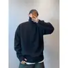 Suéter casual de cuello alto de color liso estilo Hong Kong para hombre, camisa básica simple de otoño e invierno, tejido de punto cálido versátil y moderno