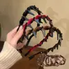 Nova Faixa de Cabelo de Veludo com Contas Onduladas Coroa Alta Antiderrapante Dentada Faixa para Lavar o Rosto Grampo de Cabelo Elástico de Cabelo Acessório de Cabelo Venda por Atacado