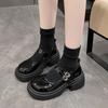 Sapatos Femininos Mary Jane 2026 Primavera Nova Moda Versátil Tira com Fivela Dupla Sapatos de Salto Único para Mulheres Baixas com Salto Bloco e Solas Grossas