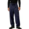 Calça Masculina Europeia Transfronteiriça Amazon Outono Inverno Casual Tendência Simples Versátil Plus Veludo Bloco de Cores Fita Tecida Cordão Perna Reta