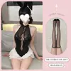 Lencería Sexy, Mono de Rejilla de Cuero Patentado de Chica Conejita con Tirantes, Frontal Abierto Sexy Ajustado Ropa Erótica para Mujeres
