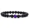 Venta caliente transfronteriza Europa y Estados Unidos 8mm piedra volcánica natural esmerilada ojo de tigre lapislázuli cuentas para hombres y mujeres pulsera de mano al por mayor