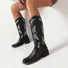 Botas de moda europeas y americanas universales Four Seasons 2024, botas de moda con mangas estampadas de mariposa de mezclilla occidental para mujer