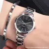 Relógio de Pulso Feminino com Pulseira de Aço Temperado À Prova d'Água para o Dia a Dia Conjunto de Pulseira com Relógio de Pulso Feminino de Quartzo Elegante e Simples Relógio para Prova