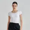 Huanpan Esportes ao Ar Livre Manga Curta High-End Justo Alta Elasticidade Top de Yoga Roupa de Trabalho Corrida Fitness Camiseta Feminina Verão