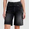 Pantalones Cortos de Mezclilla Tejida de Cintura Alta Transfronterizos 2026 para Mujer, Corte Holgado, Adelgazantes, Elásticos, Pierna Recta, Pantalones de Cinco Puntos, Pantalones Casuales Deportivos