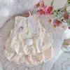 Ropa de Verano Nueva 2025 para Niñas, Traje de Vestido Versátil Estilo Dibujo Animado de Conejo, Botón de Flor para el Día del Niño