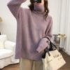 Buena Calidad 2024 Tejido de Cuello Alto para Mujer Suelto Otoño e Invierno Nuevo Jersey Estilo Lazy Top de Fondo Tejido