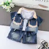 Traje de Verano de Manga Corta para Niños 2026 Nuevo Estilo Conjunto de Tres Piezas de Mezclilla de Manga Corta para Niños Ropa de Verano para Bebé Niño
