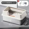 Bandeja de arena para gatos de acero inoxidable, estilo abierto, de lados altos, extragrande, anti-salpicaduras, profundizada, inodoro para gatos semicerrado, accesorios para mascotas