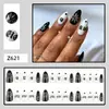 Unhas Usáveis Góticas de Natal Preto e Branco Fonte Retrô Floco de Neve Unhas Postiças Simples Sensação Fria Unhas Usáveis Venda por Atacado