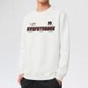 Suéter pesado de 320g masculino primavera e outono forrado com fleece quente gola redonda sem capuz branco tendência solta camiseta de manga comprida