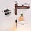 Luminária de Parede para Cabeceira de B&B Lâmpada Retrátil Estilo Retrô para Estudo Leitura Parede de Fundo da Sala de Estar Braço Articulado Lâmpada de Atmosfera para Quarto