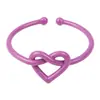 Estilo europeo y americano, minimalista y elegante, anillo abierto de corazón hueco anudado de colores, anillo con forma de corazón de melocotón para mujer