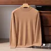 Suéter de alta qualidade em fio AB 100% cashmere puro para homens, gola alta discreta, pulôver casual solto, camada base macia e amigável à pele